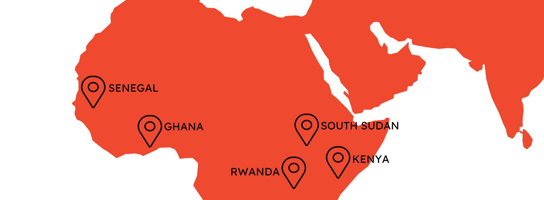 Map of VWB's work in Africa