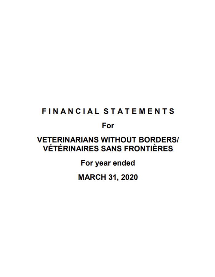 Financial Report Cover 2019-2020 | Veterinarians Without Borders