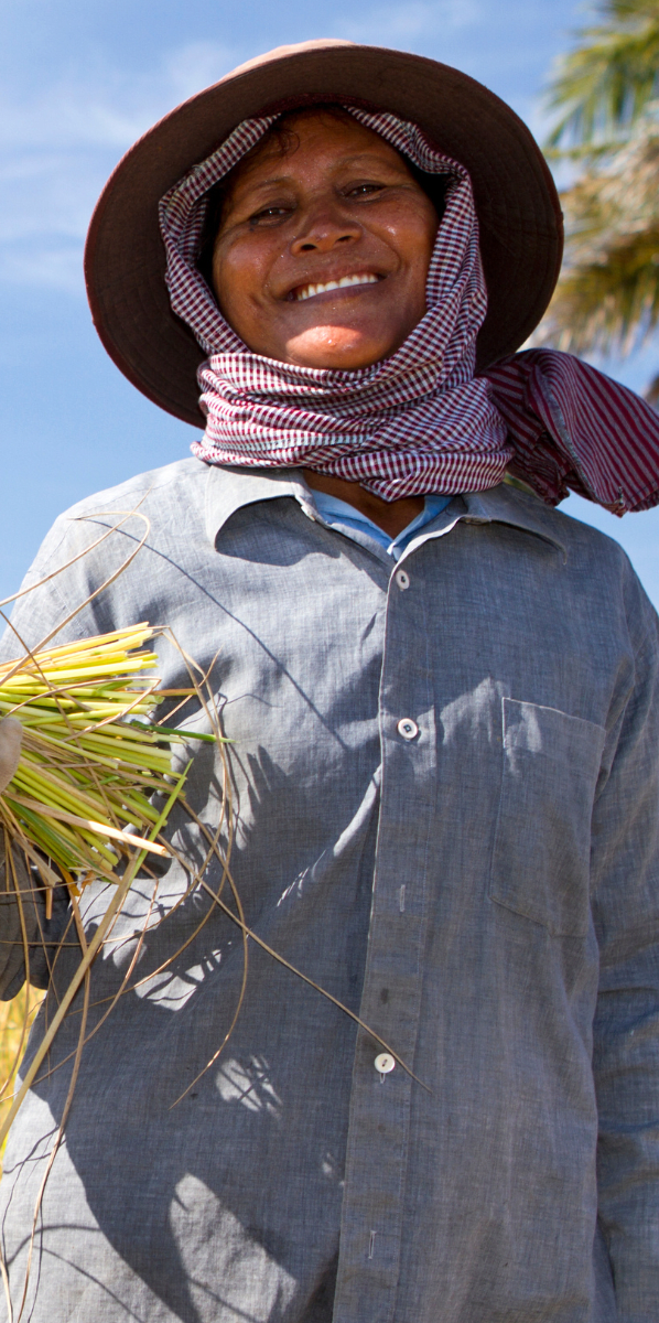 Woman in Cambodia farming in a field